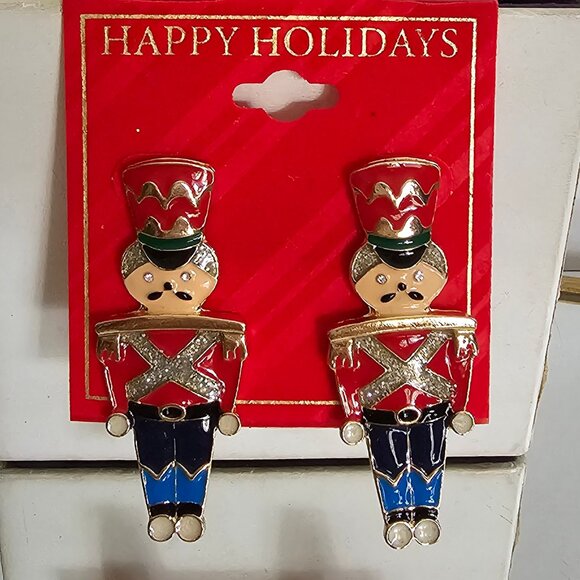 Red Nutcracker Soldier Stud Earrings NEW Holiday, Christmas - Picture 1 of 3